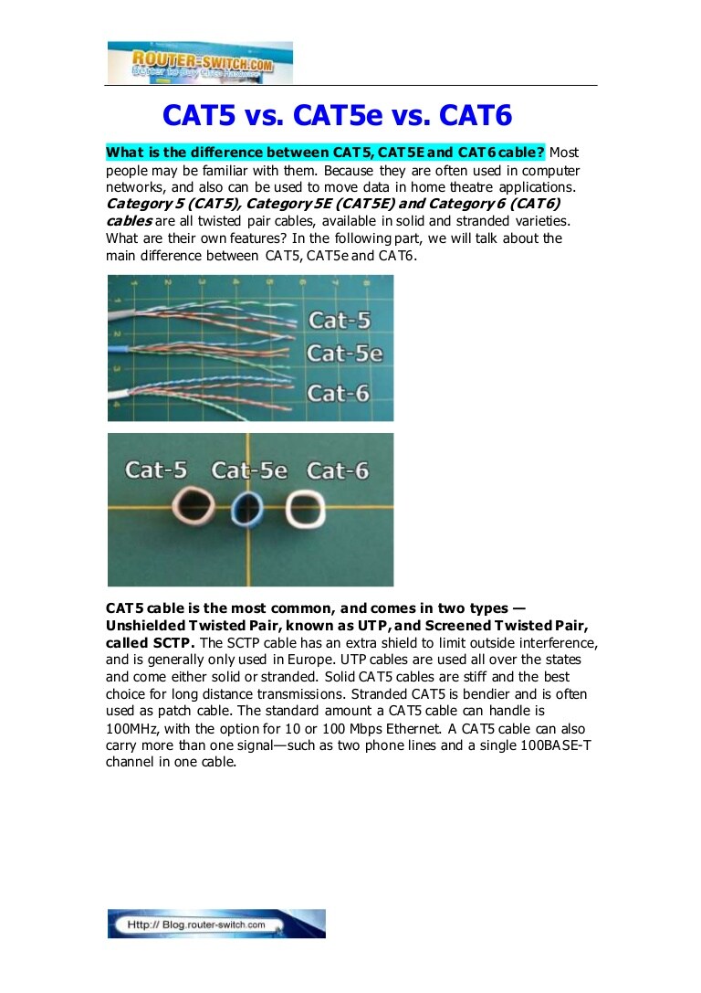 cat6 vs cat5e ethernet cables